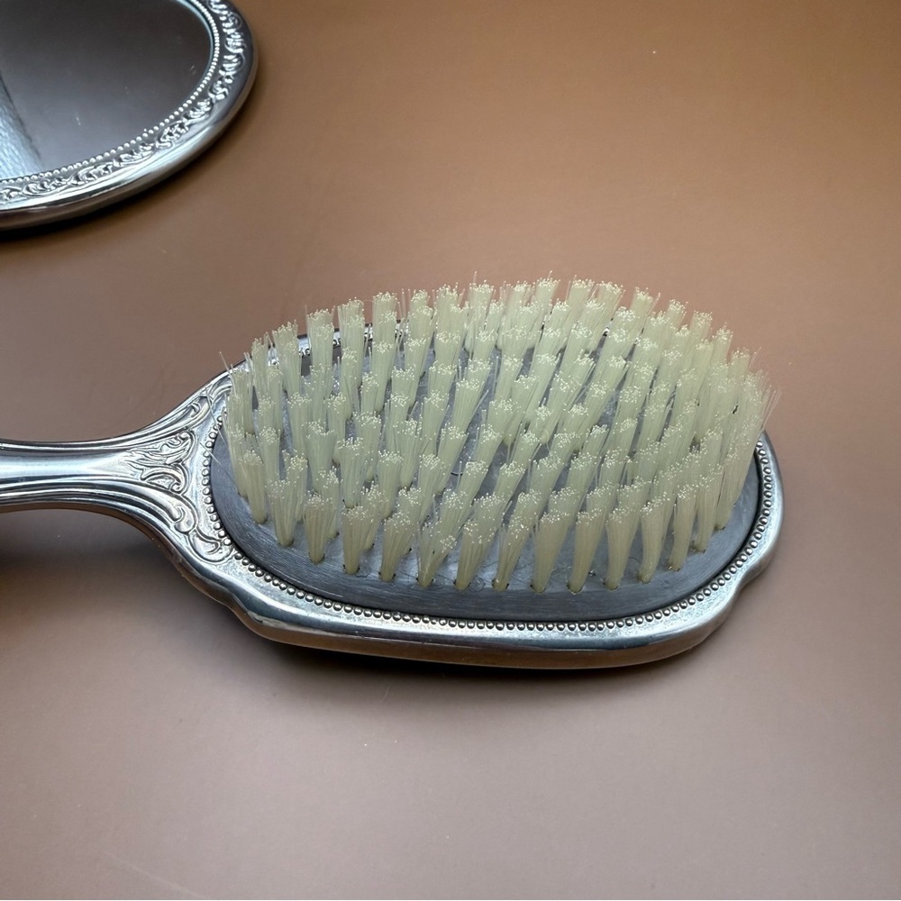 Vintage Art Nouveau Silver Tone Plated Mirror Brush Vanity Dresser Set - Picture 11 of 13